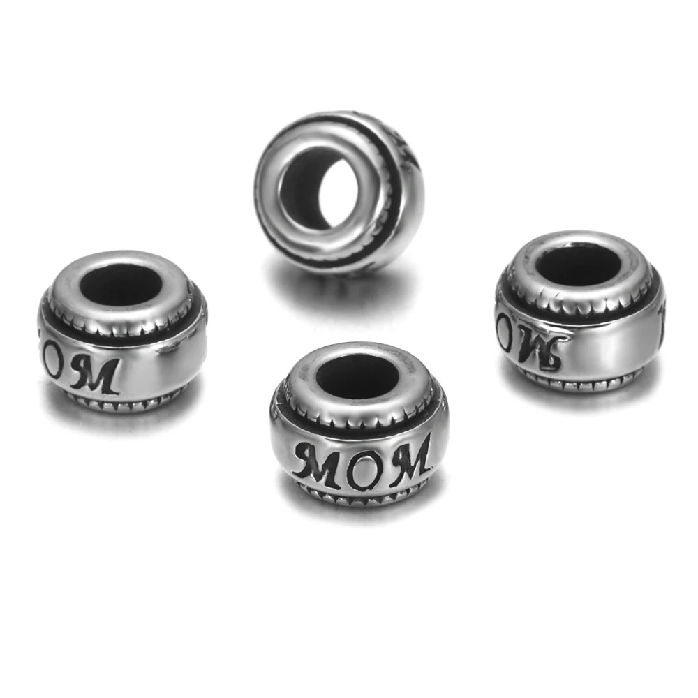 Perline Eruopean in acciaio inossidabile 5mm fori cursori incantesimi per padella serpente catena bracciale creazione di gioielli accessori fai da te