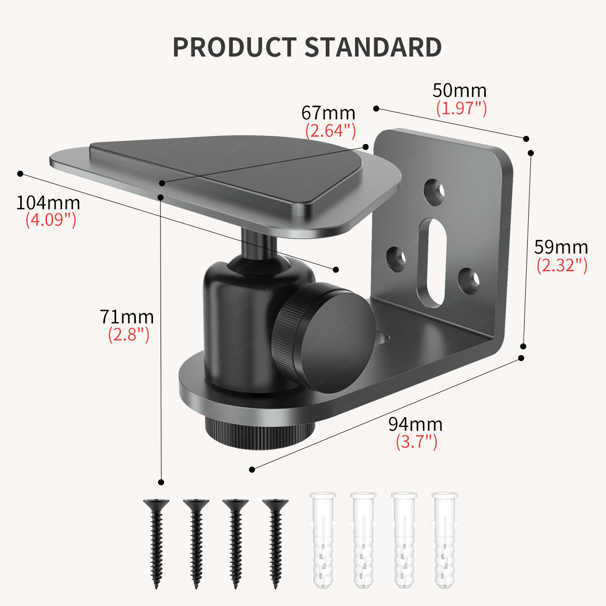 Echo Show 5 (3e generatie) standaard Sterke magnetische tafelstandaard Aluminiumlegering Verdikt Zilveren wandmontage Verstelbare beugel