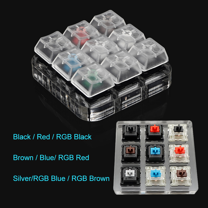 Switch Tester Cherry MX Kailh Gateron Switch black red brown blue 4 6 8 9 12 Key Translucent Keycaps Mechanical Keyboard Tester: BROWN