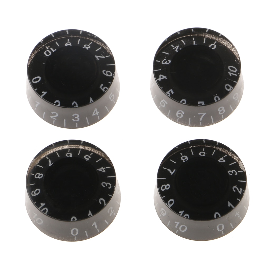 Paquete de 4 perillas de Control de tono de volumen, tapas con número de plástico para guitarra eléctrica Les Paul, color negro