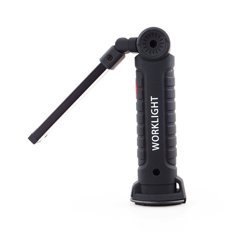 COB LED Rechargeable Work Light Magnet Flashlight with Hook Folding Torch Lamp W52 Black
