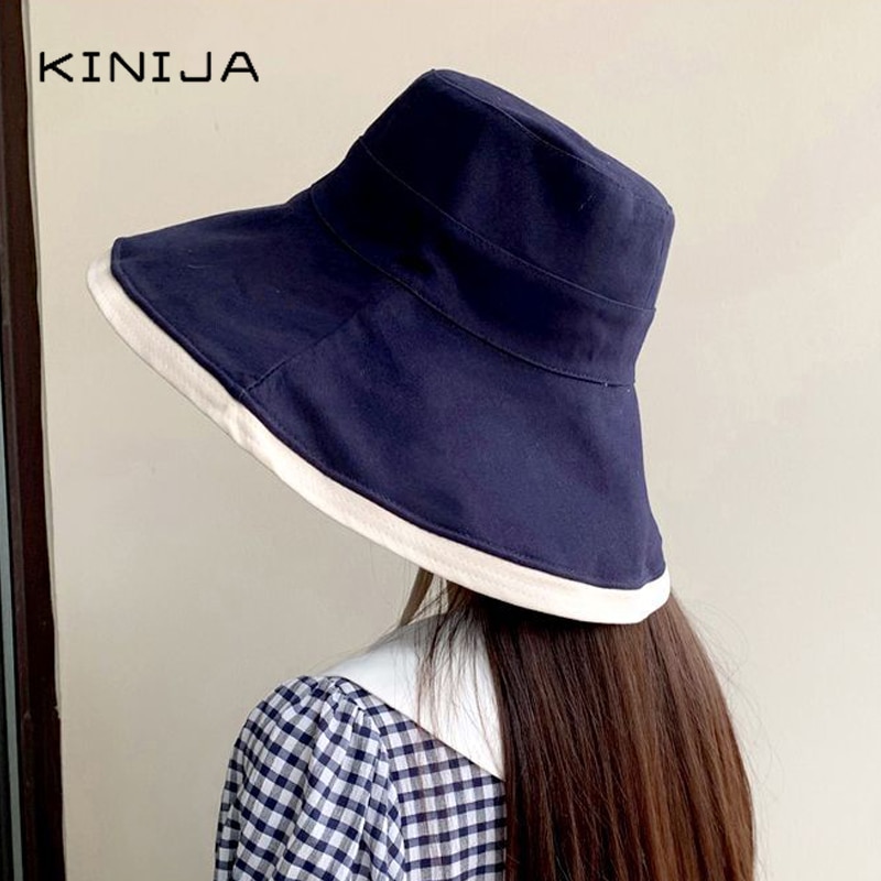 Chapeau bob d'été en coton pour femme, réversible, style panama, pliable, protection uv, pour la plage et le soleil
