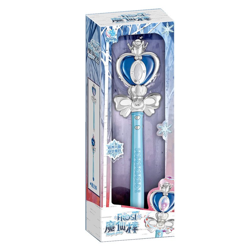 Flower Fairy Large Magic Wand Led Light Music Little Magic Fairy Princess Fairy Wand Girl Toy: Blue-83314