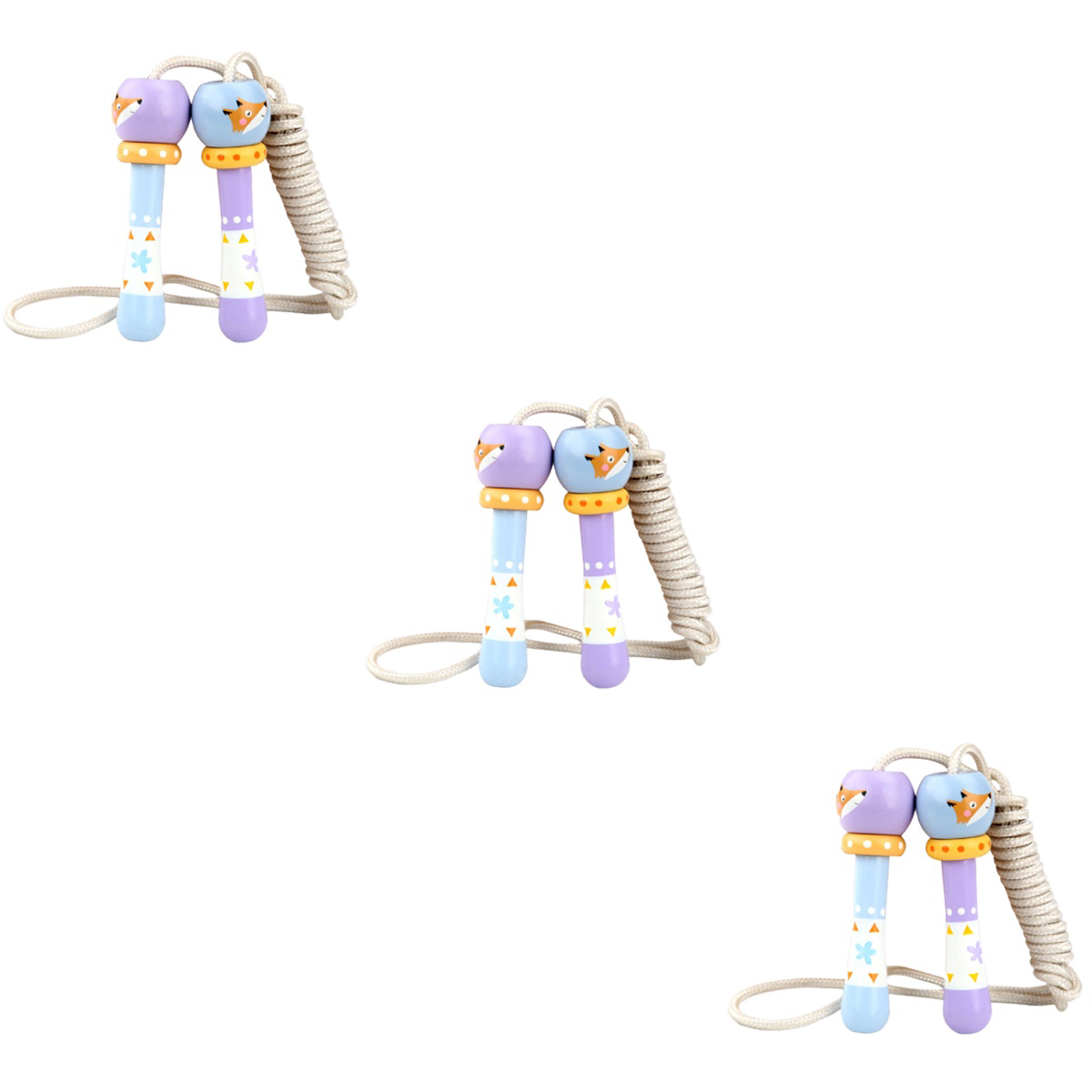 Corde à sauter dessin animé, 3 pièces, équipement d&#39;exercice pour écoliers à domicile, pour enfants (motif renard)