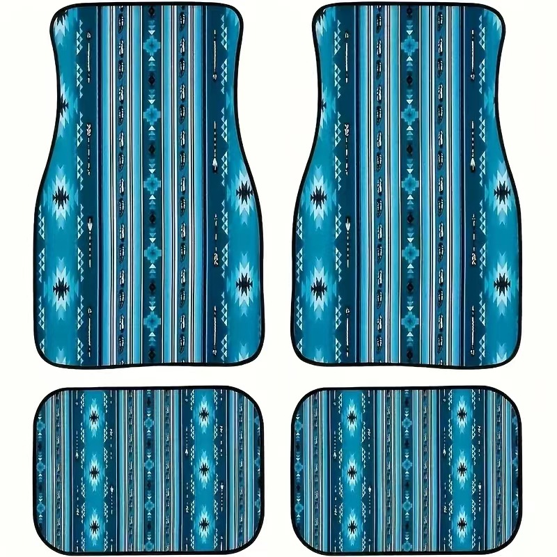 Tappetini Auto Impermeabili In Stile Bohémien - Set Completo, Spessore 4 Mm In Materiale Sub, Antiscivolo, Facili Da Installare, Stampe Alla Moda