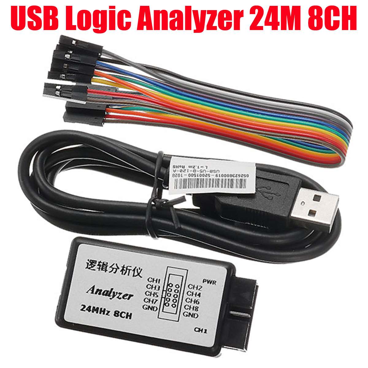 Usb Logic Analyzer 24M 8CH Microcontroller Voor Arm Voor Fpga Debug Tool 24 Mhz, 16 Mhz, 12 Mhz, 8 Mhz, 4 Mhz, 2 Mhz Logic Analyzer