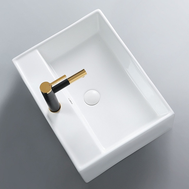 K-STAR Simple Pure White Countertop Sinks Ceramic Hanging Basin Integrated Basin Bathroom Wash Hand Basins