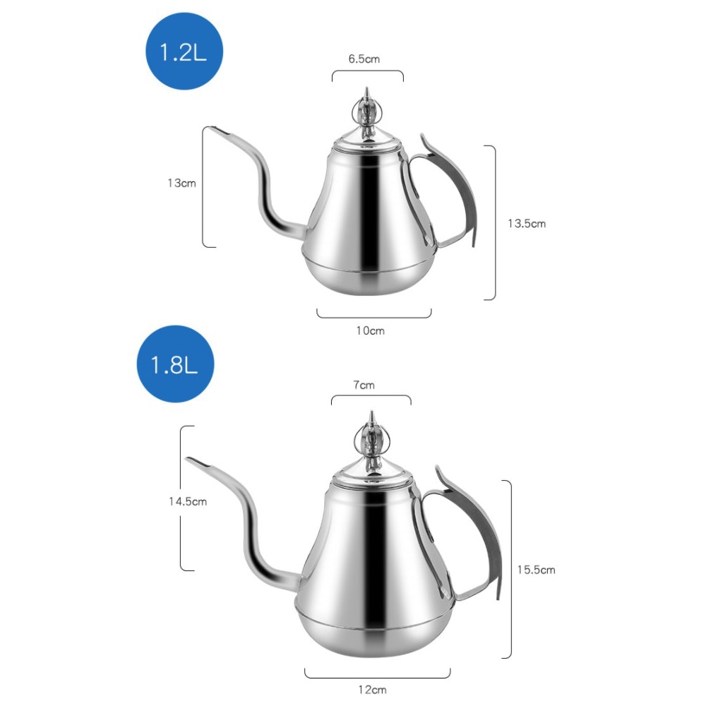 1.2L/1.8L Lange Mond Koffiezetapparaat Roestvrij Stalen Pot Melk Theepot Keuken Tool Percolators Koffie Pot Druk Mini Koffie makers