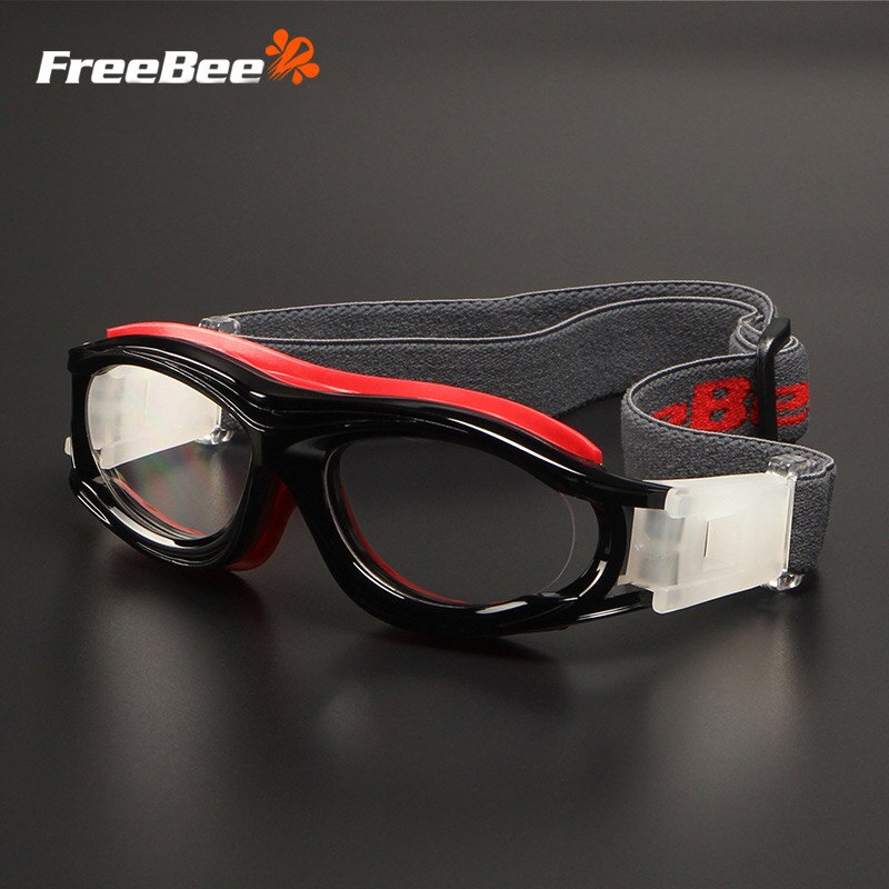 Freebee sikkerhedsbriller til børn anti-stødsikker stødsikker sport basketball fodbold briller pc linse beskyttende briller: Sort rød