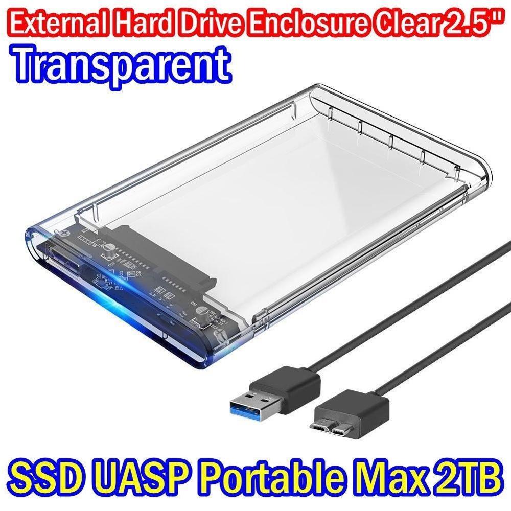 2.5 Inch Usb 3.0 Transparant SATA3 5Gbps Harde Schijf Behuizing Caddy Case Voor Externe Hdd/Ssd Harde Schijf case 128*79*13Mm