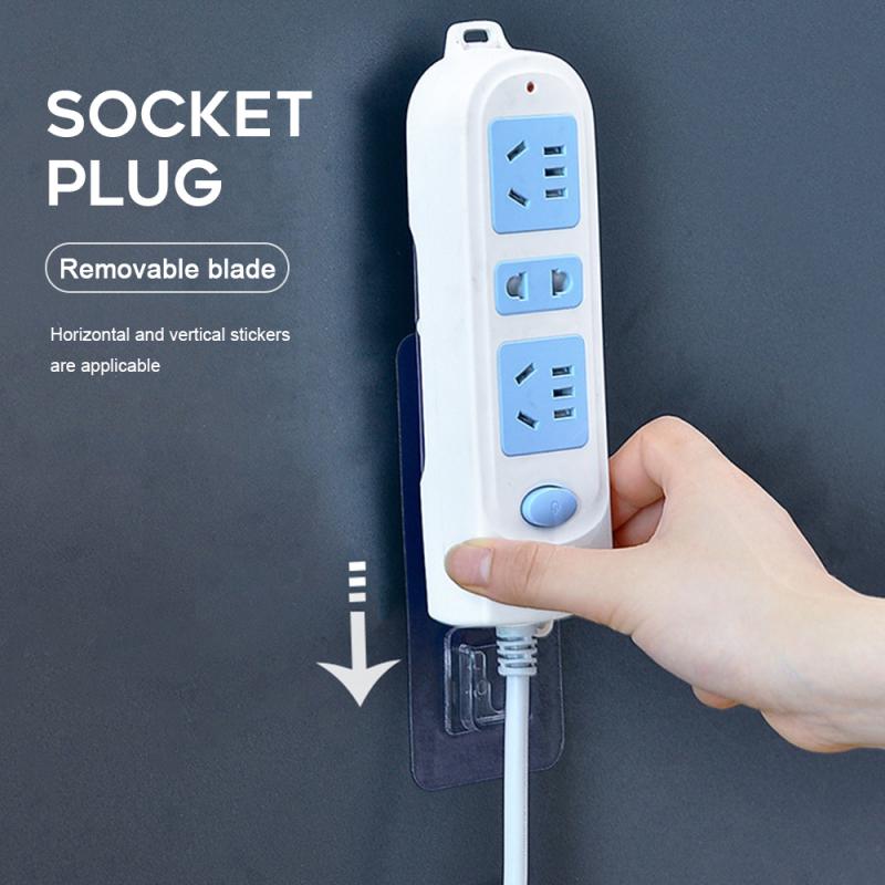 Row And Insert Holder Punch-free Wall Hanging Patch Panel Holder Wall-mounted Storage Without Traces Socket Paste Wall Sticker