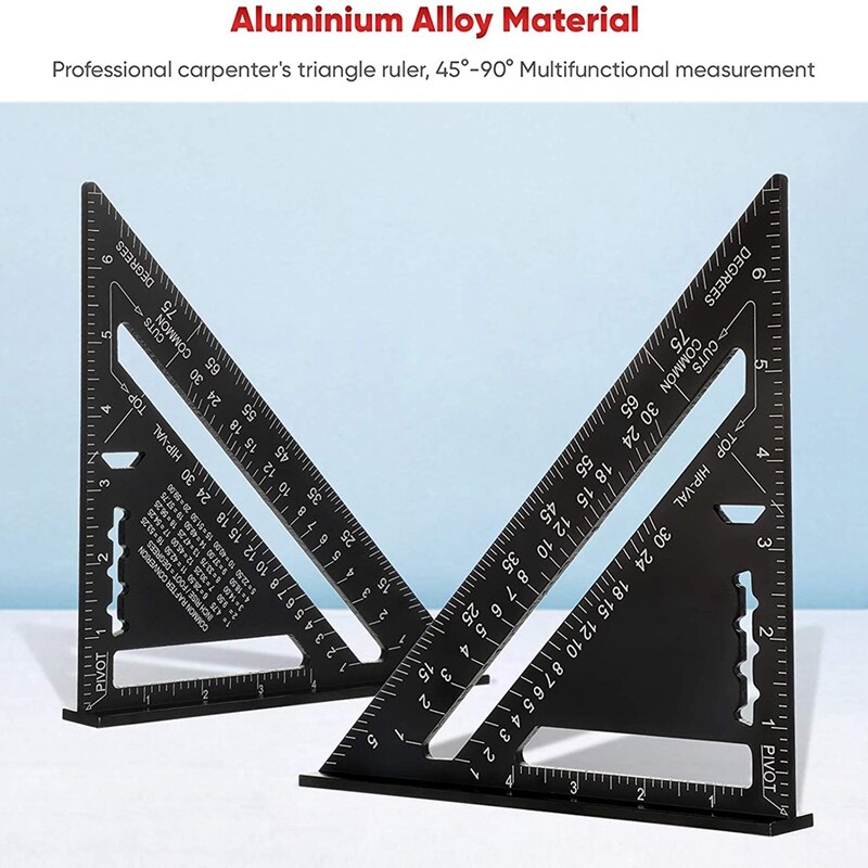 7 Inch Speed Square Layout Tool Aluminum Alloy Triple-Cornered Ruler Precise Measuring Tool For Woodworking Engineer