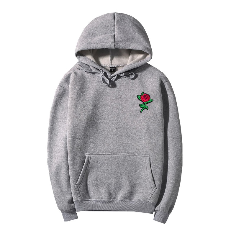 Syksy talvi ruusu kirjonta huppari miesten oversize paksut hupparit miesten collegepaidat puuvillahuppari us koko xs-xl
