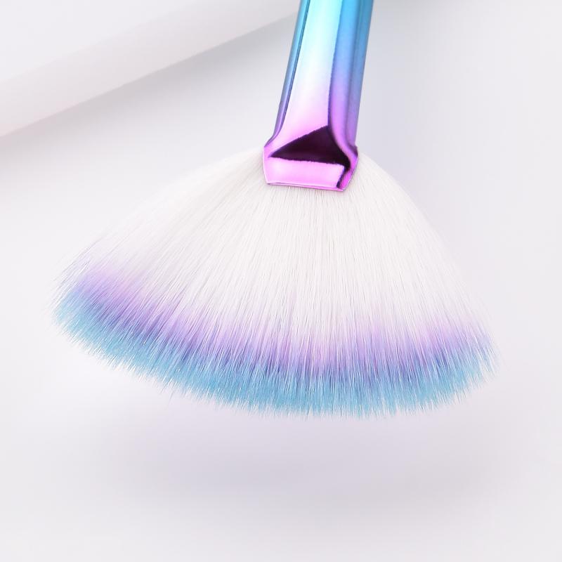 Brocha para maquillaje, manija de plástico de nailon, brocha para base de maquillaje en forma de ventilador, brocha para cejas, pincel cosmético para labios, herramientas