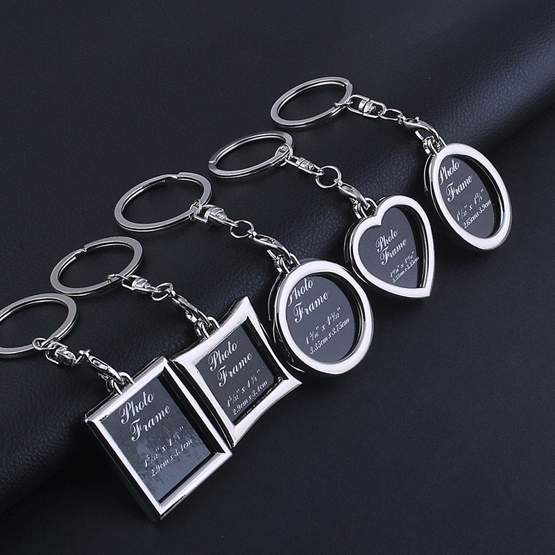 1 stks blanco fotolijst sleutelhanger cadeau autosleutelhangers hangers metalen sieraden sleutelhangers voor mannen en vrouwen