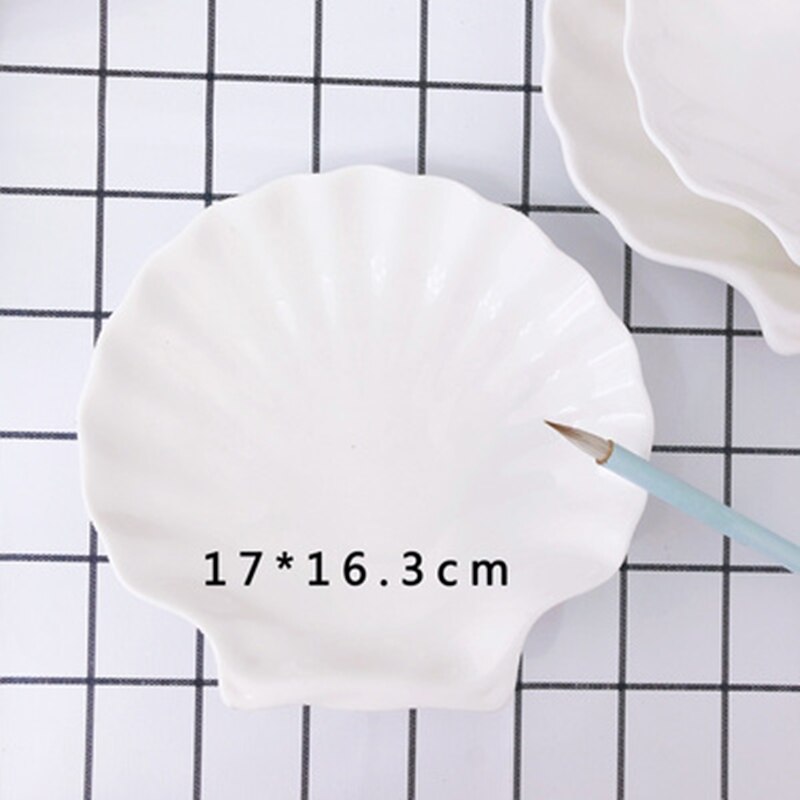 Ceramic palette Watercolor Painting Dish White Porcelain Color Palette Art Supplies Office profession painting Ceramic supplies: Large scallop