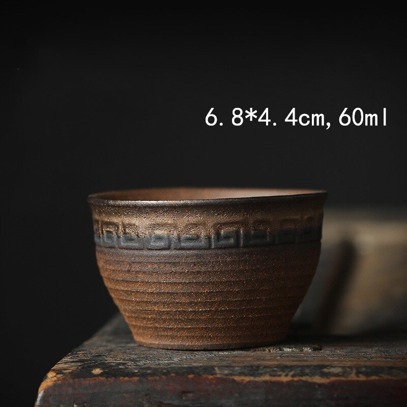 Japanese Style Gilt Ceramic Tea Cup Teaware Kung Fu Tea Set Cup Retro Home Tea Bowl Tea Cup Set: huiwen