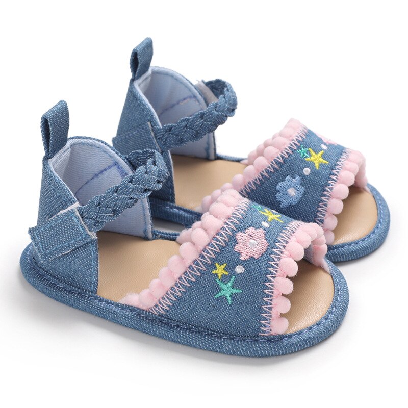 Newborn Infant Baby Girl Kids Sandal Shoes Soft Sole breathable baby shoe Crib Prewalker Toddler Anti-Slip Solid First Walkers: Light blue / 13-18 Months