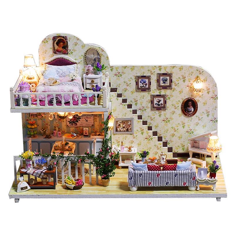 Miniatuur Crafting Diy Huis Kit Kamer Model Handgemaakte Model Houten Huis Educatief Speelgoed Met Meubels Voor Kinderen Spelen