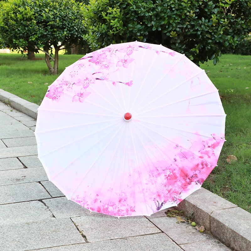 Paraguas de seda Retro para mujer, sombrilla de estilo chino de papel de aceite, de baile antiguo, paraguas decorativo artesanal, paraguas de mango de madera: color 2