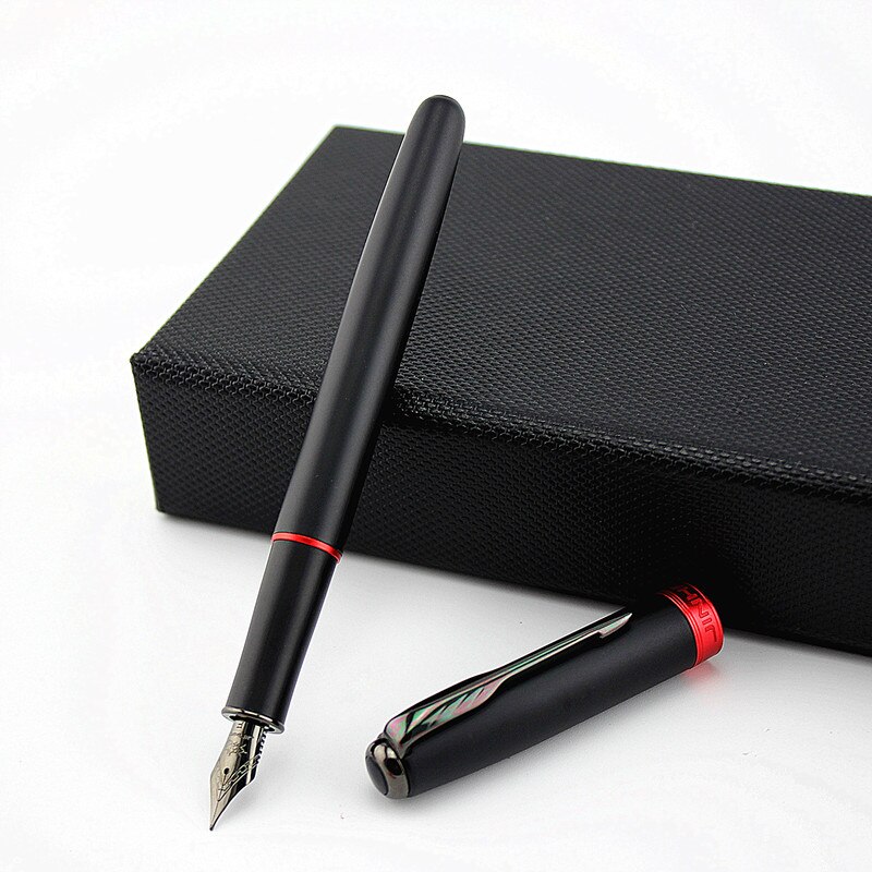 Jinhao fyldepen, rød sort farve kobber tønde, pil klip, fin nib, skoleelever kalligrafi business blæk pen: Q