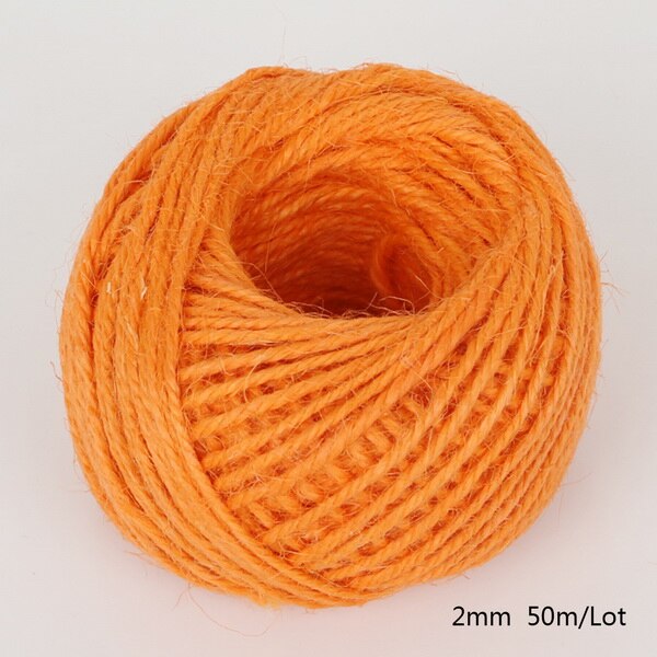 50Meters Multi Colors Natural Burlap Hessian Jute Twine Cord Hemp Rope String 2mm Box String Cord Wedding Tags Decoration: Orange Yellow