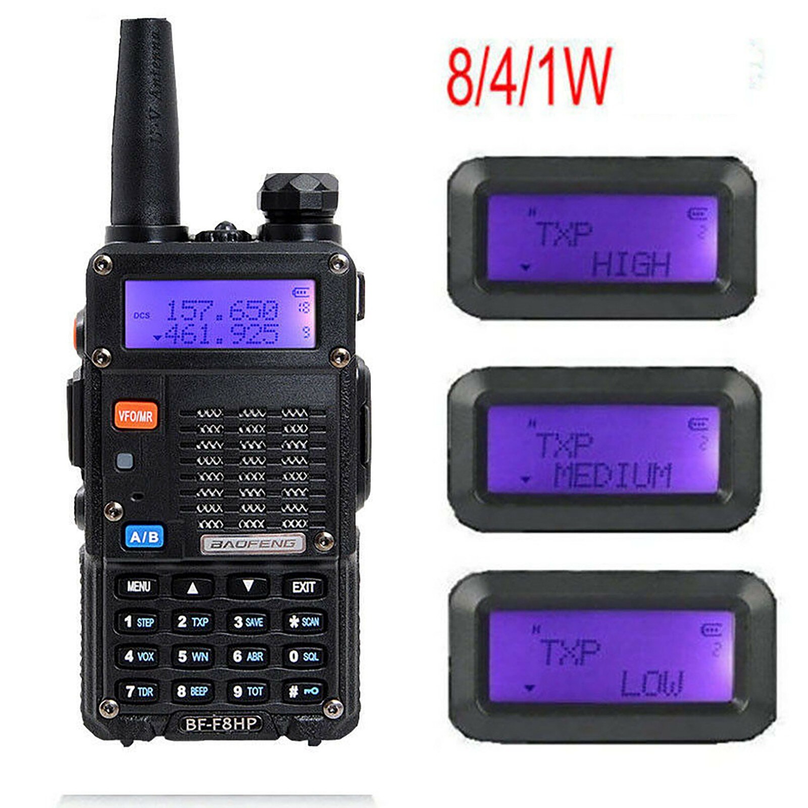 BF-F8HP Two Way Radio Real 8W 10KM 128CH Dual Band VHF(136-174MHz)UHF(400-520MHz) Amateur Ham Portable Walkie Talkie