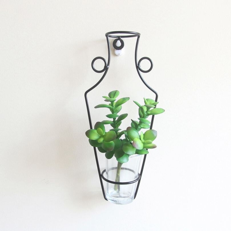 1pc Iron Wall Hanging Plant Pot Geometric Wall Decor Container Hanging Planter Vase Nordic Style Creaive Homeart Vase: D