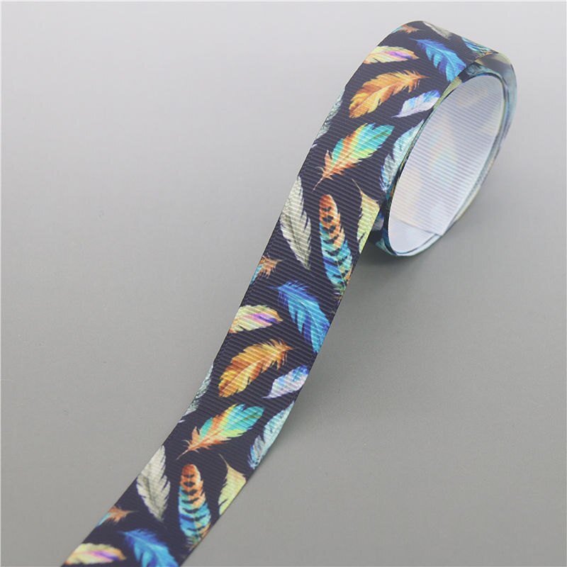 DHK 10 jardów pióro plemienny taśma rypsowa z szewronowym nadrukiem akcesoria Hairbow nakrycia głowy dekoracji DIY hurtownia OEM B1862: 10334