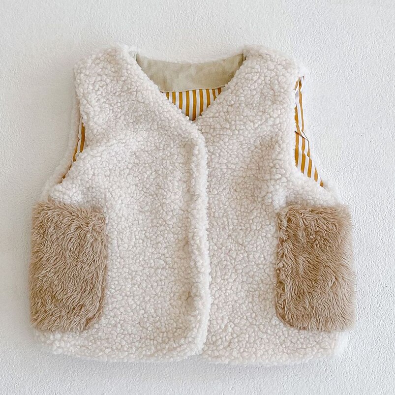 Gilet épais en laine d&#39;agneau pour bébé fille, vêtements d&#39;extérieur pour enfant en bas âge, princesse polaire, pour noël, automne