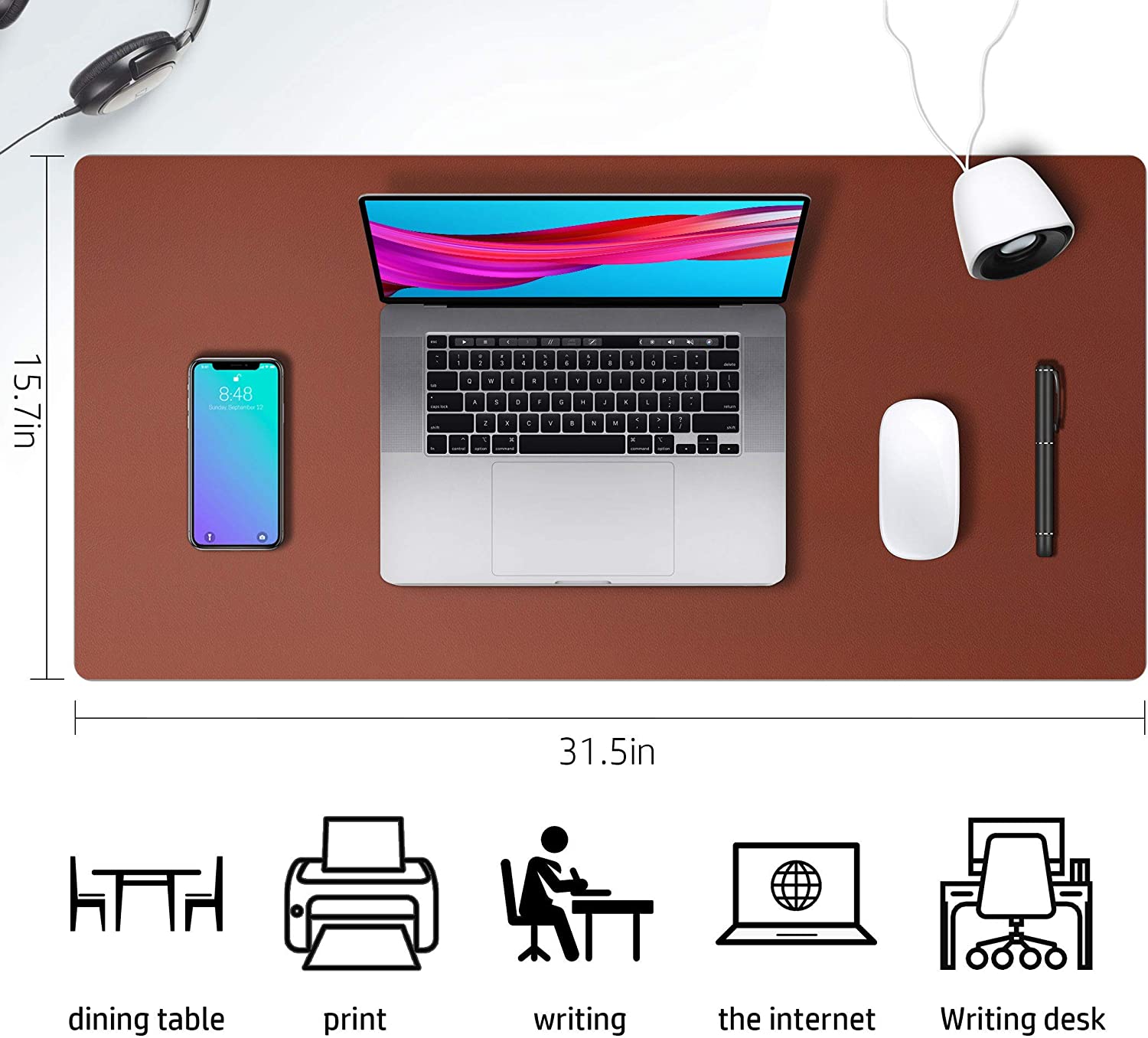 Desk Mat Waterproof PVC Mouse Pad Leather Desk Protective Cover Pink Large Computer Girls Laptop Non-slip Gaming Keyboard Mats: XS / WHITE