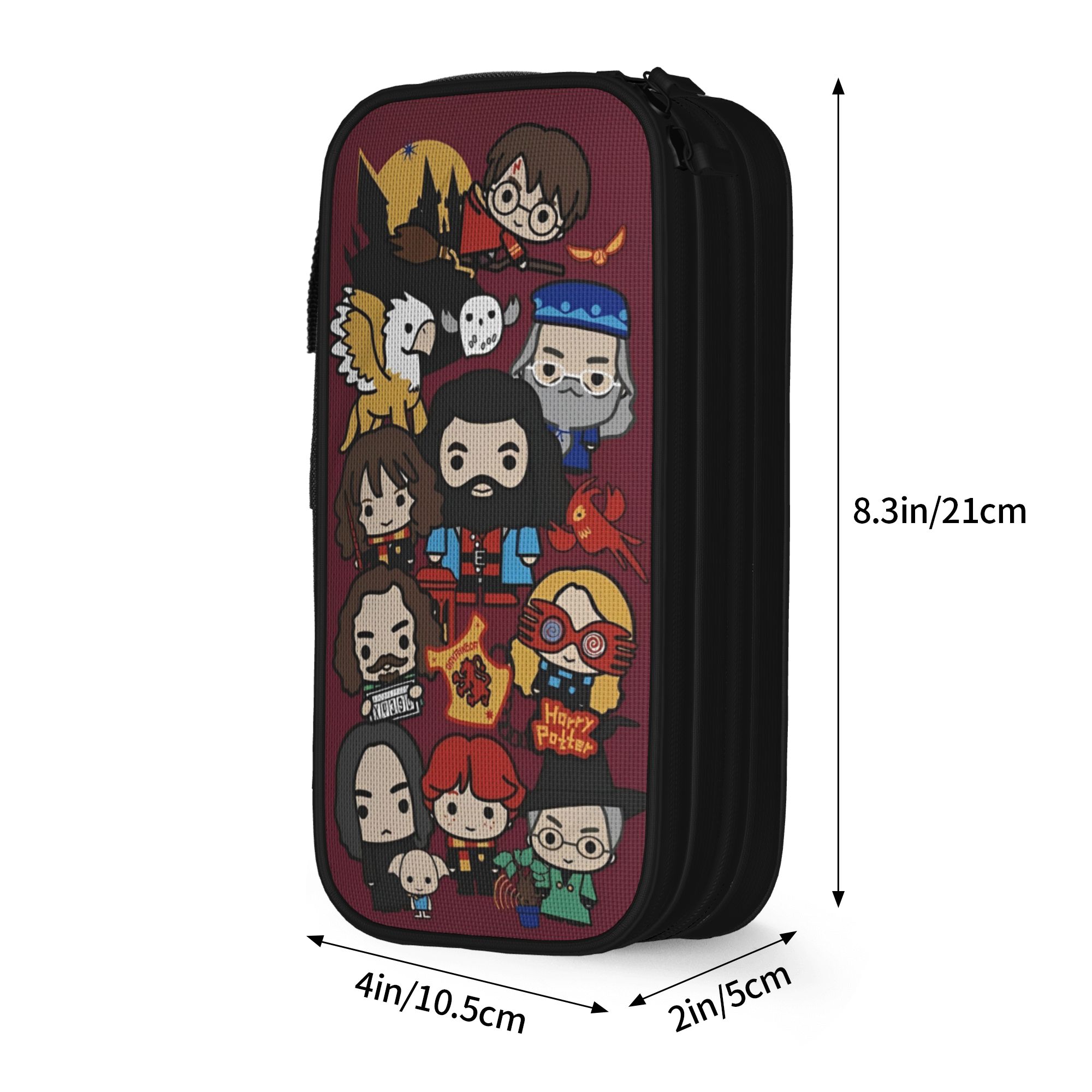 H-HP-P Harry Potter etui dubbele laag grote capaciteit schoolaccessoires pennenkoker: Bruin