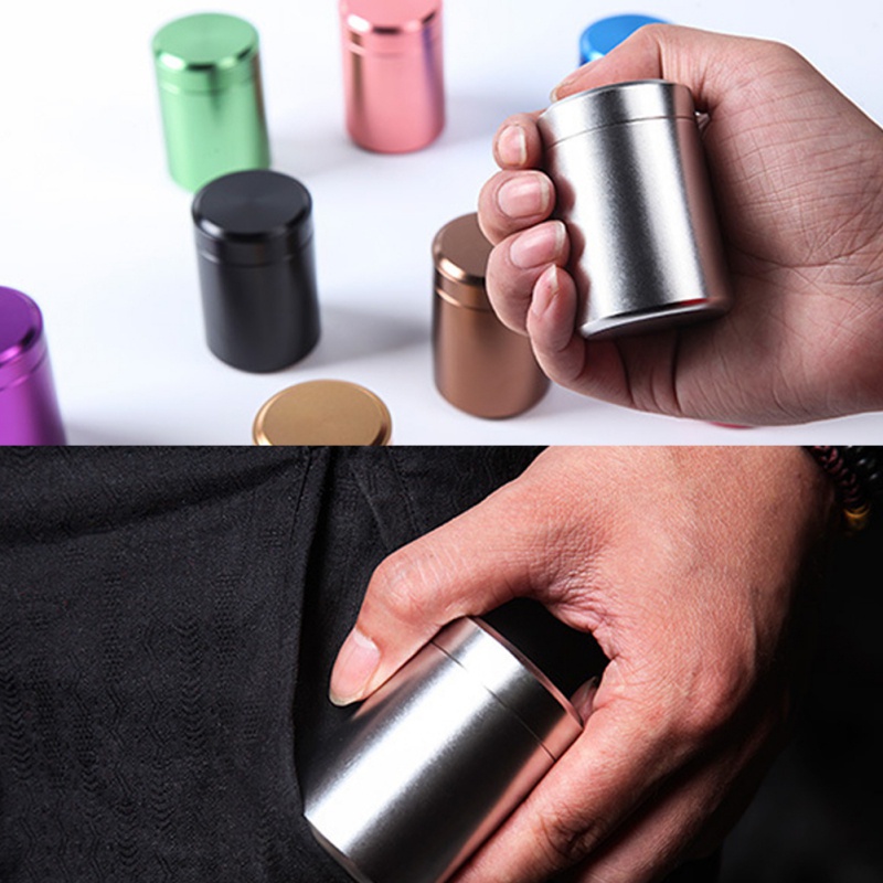 1pcs Small Metal Aluminum Sealed Cans Portable Travel Tea Caddy Airtight Smell Proof Container Stash Jar
