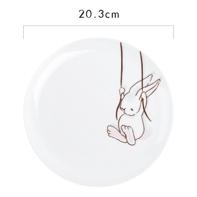 Kanin keramisk morgenmadstallerken dessert kage skive ben porcelæn 8 tommer skive sød tallerken middagsfad rund tegneserie: C