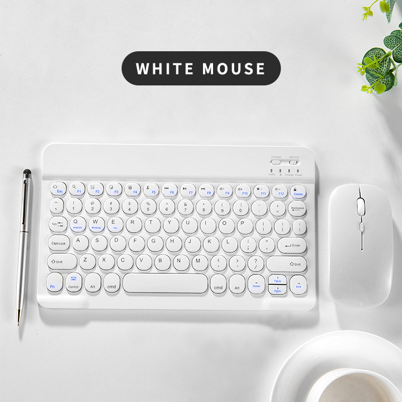 Para apple ipad huawei samsung xiaomi lenovo teclado universal rato combinação teclado mágico para tablet ios android windows pad: White with mouse