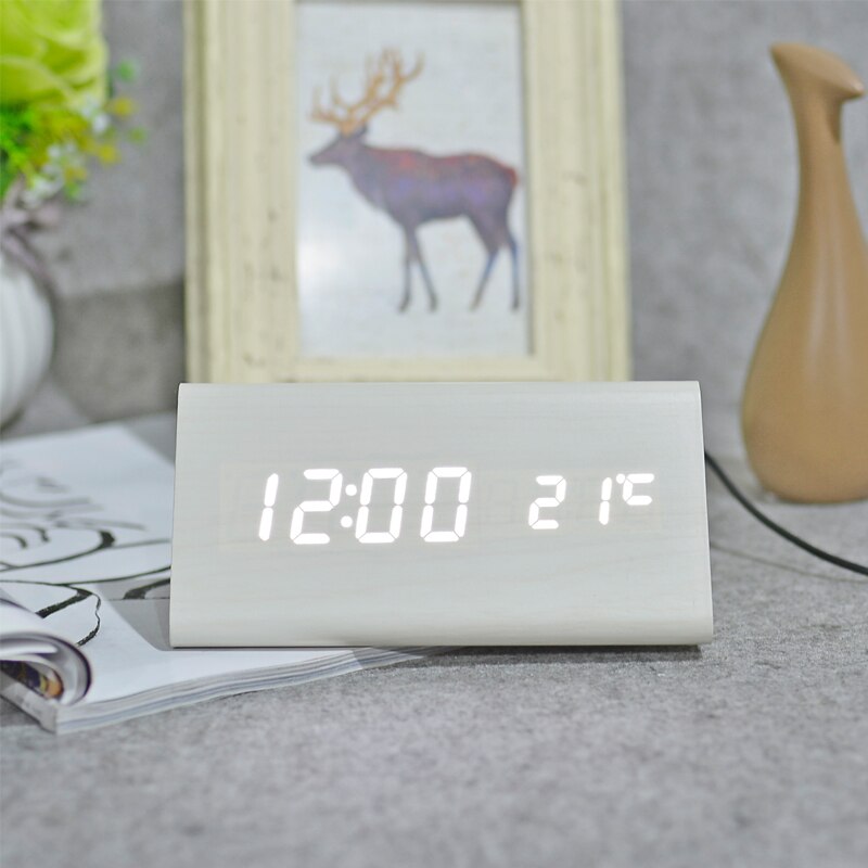 FiBiSonic Holz Digital LED Wecker Klang Kontrolle Holz Wecker LED Tisch Uhr Temperatur Kalender Uhr