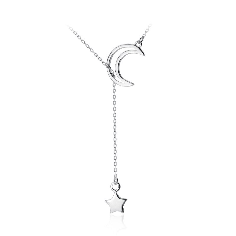 Mloveacc Korea 925 Sterling Silver Moon Star Kettingen Zilveren Ketting Choker Kettingen Sieraden Kraag Colar