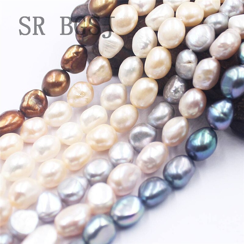 SR 10x12mm Freiheit Fabrik Preis Barock Kartoffel Perle Natürliche Große Perle Süßwasser verlieren Perlen 15"