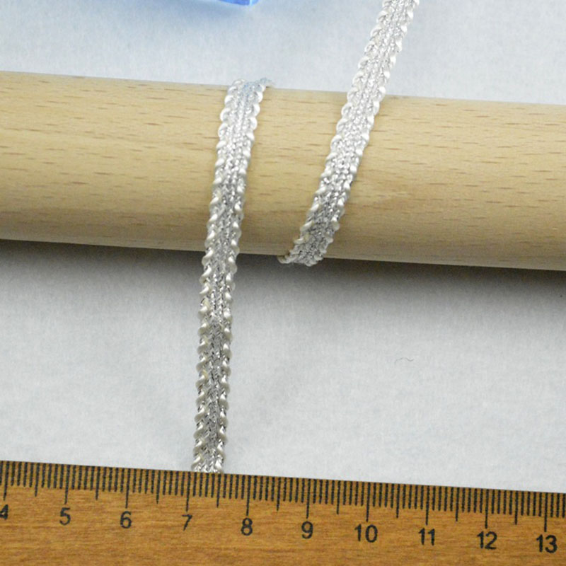 5 m/16,4 Fuß Profi Packung, 5 mm breit, Vorhang, Tausendfüßler, Spitze, gebogener Wellenbesatz, handgefertigt, DIY-Handwerk, Nähbesatz, Bänder, BH-Vorhang-Dekoration: Antike Silber