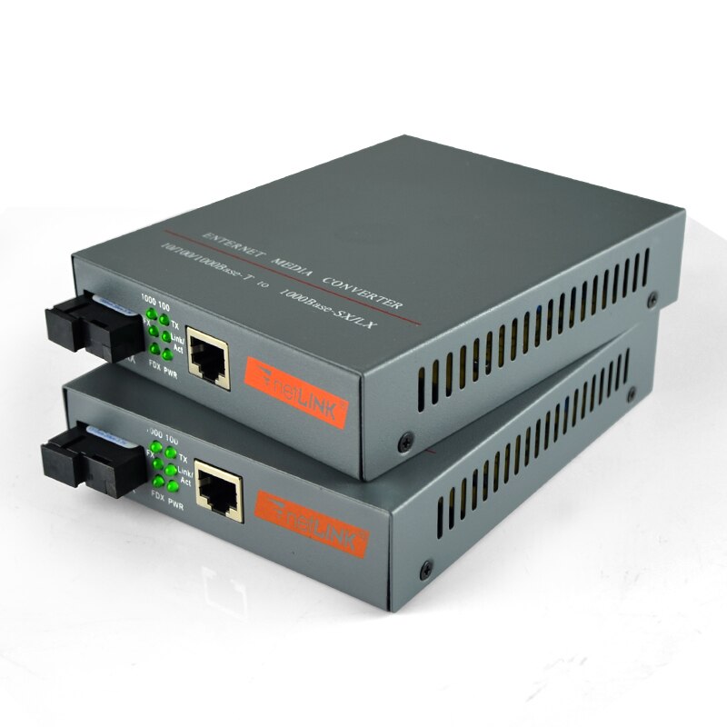 1pair HTB-4100AB 10/100/1000M 20KM Simplex mode Fiber Optic RJ45 Enternet Media Converter Netlink fiber optic transceiver