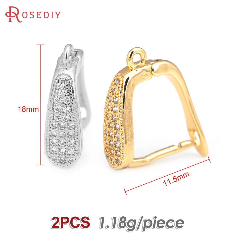 Pasador de latón y circón de Color dorado de 18K para mujer, suministros de fabricación de joyas Diy, accesorios para pendientes