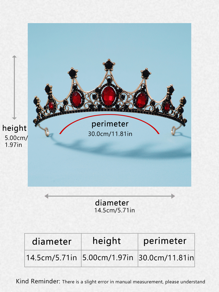 Itacazzo bridal headwear crown, classic red - ColourTiras suitable for women's weddings and birthday parties: Imitation Rhodium Plated