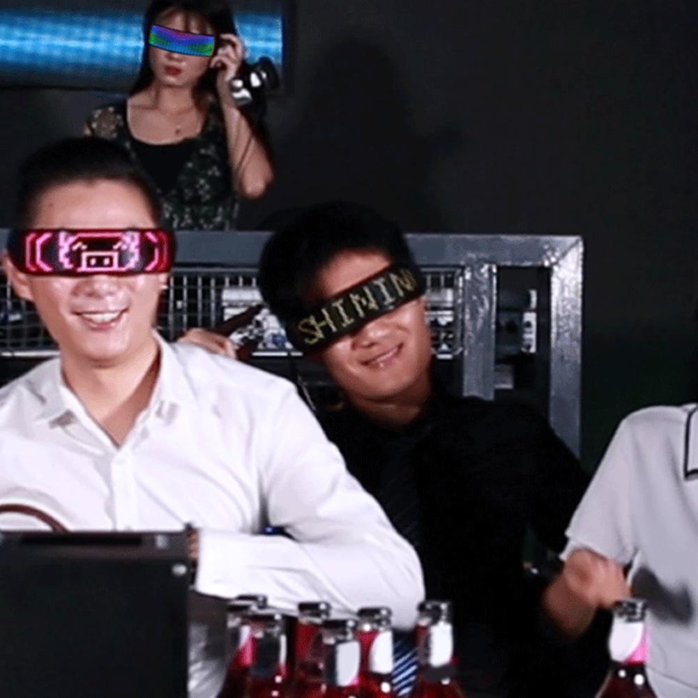 LED Bluetooth Glasses Full Color LED Display Smart Glasses with APP Connected Control for Parties Halloween Christmas