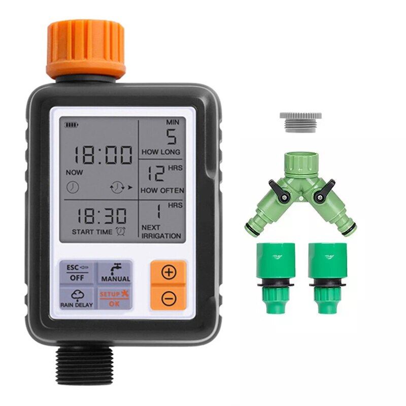 Watering Timer Automatische Digitale Programmeerbare Timer IP65 Waterdicht Scherm Voor Tuin Weide Irrigatie Timer Irrigatiesysteem: 02Double outlet