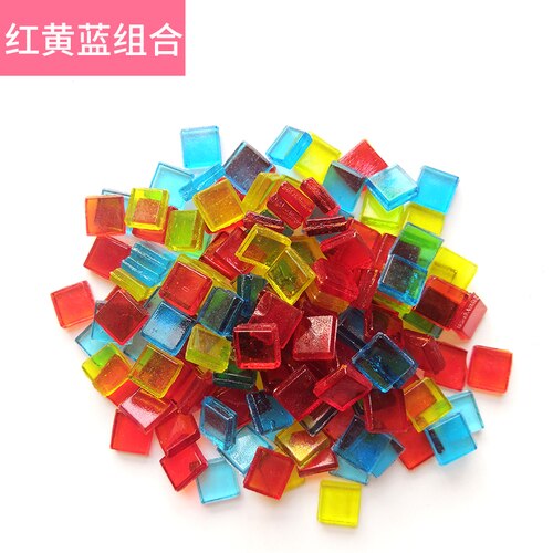 Carreaux de mosaïque en cristal diaphanes multicolores, carrés translucides, matériel de bricolage pour enfants, 100 pièces: 100pcs Mixed 3