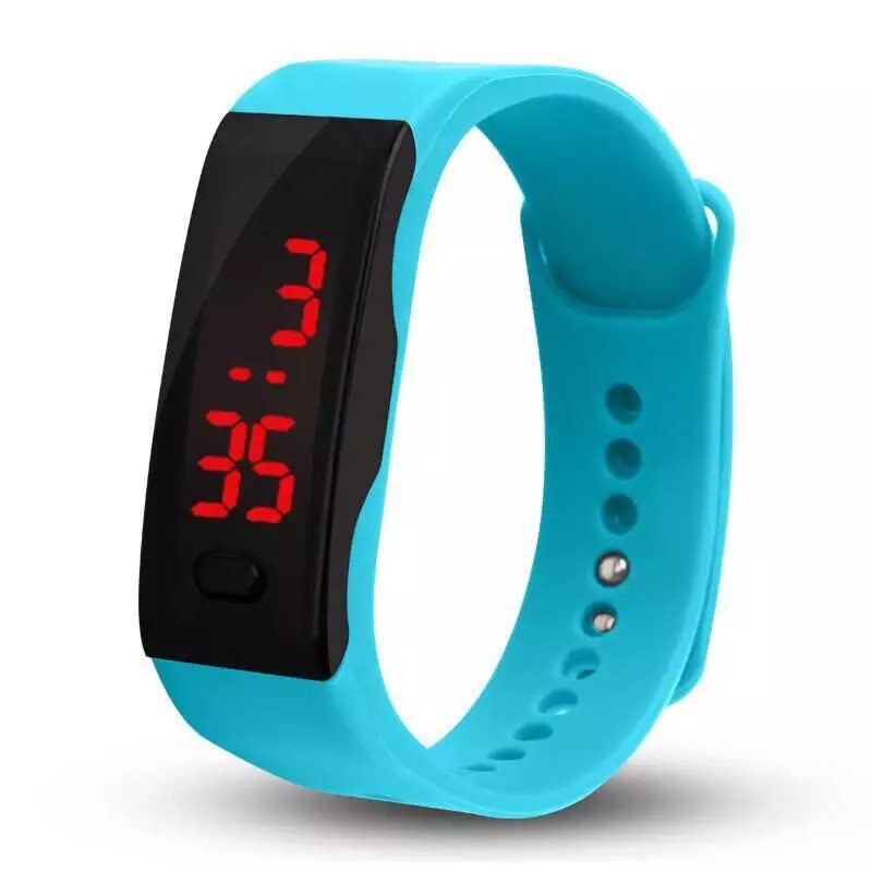 Reloj Digital deportivo LED para mujer, de silicona, resistente al agua, para Fitness, para correr: Azul
