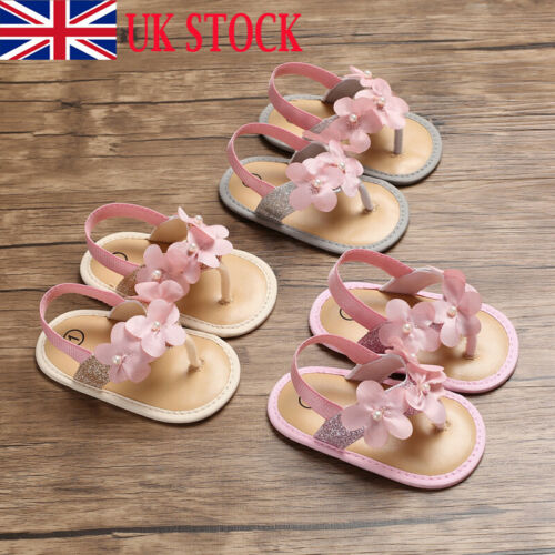 Dropshipping verão bebê menina sandálias flor pérola sola macia sapatos de berço prewalker lantejoulas couro do plutônio bonito não-deslizamento sapatos