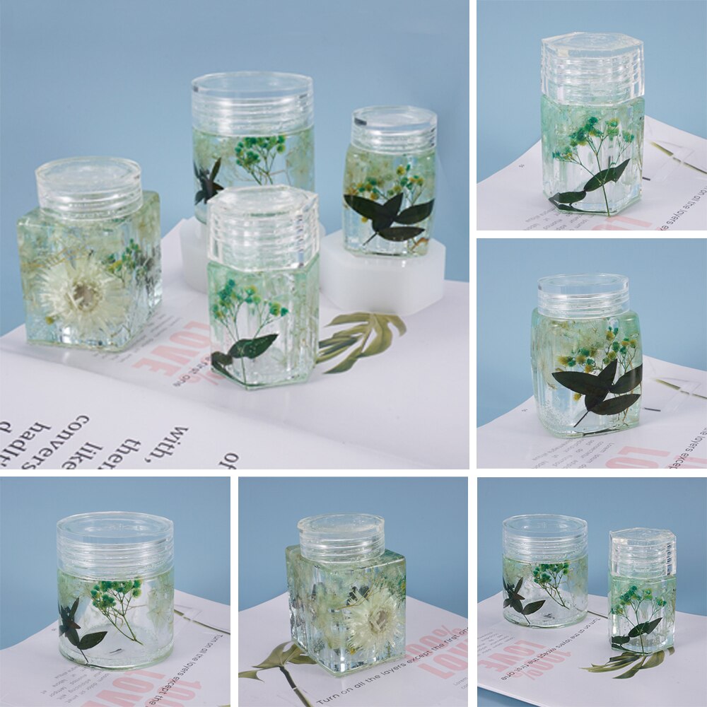 4 Style Cuboid Round Column Bottle Epoxy Resin Mold Storage Box Silicone Mold for DIY Jewelry Making Findings Supplies Accessori