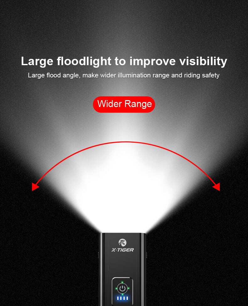 Luz LED X-TIGER para bicicleta, linterna frontal para bicicleta de montaña y carretera, recargable vía USB, resistente al agua