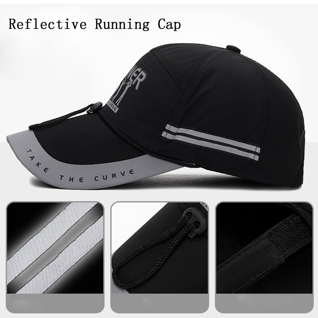 Reflective Running Cap Quick Dry Hip-hop Hat for Men Durable Baseball Caps Sports Cap бейсболка для мужчин